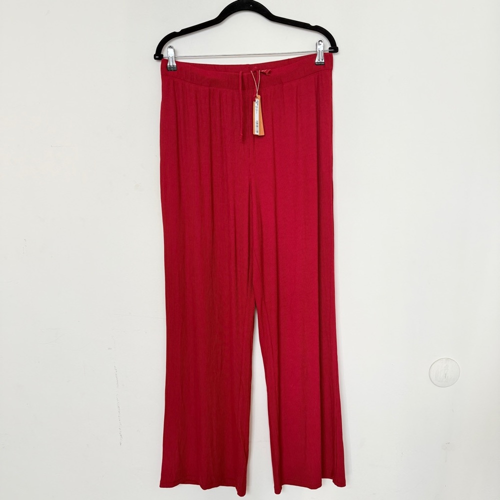 Skims Soft Lounge Loose Straight Leg Pants with Pockets in Brick Red - Picture 6 of 8